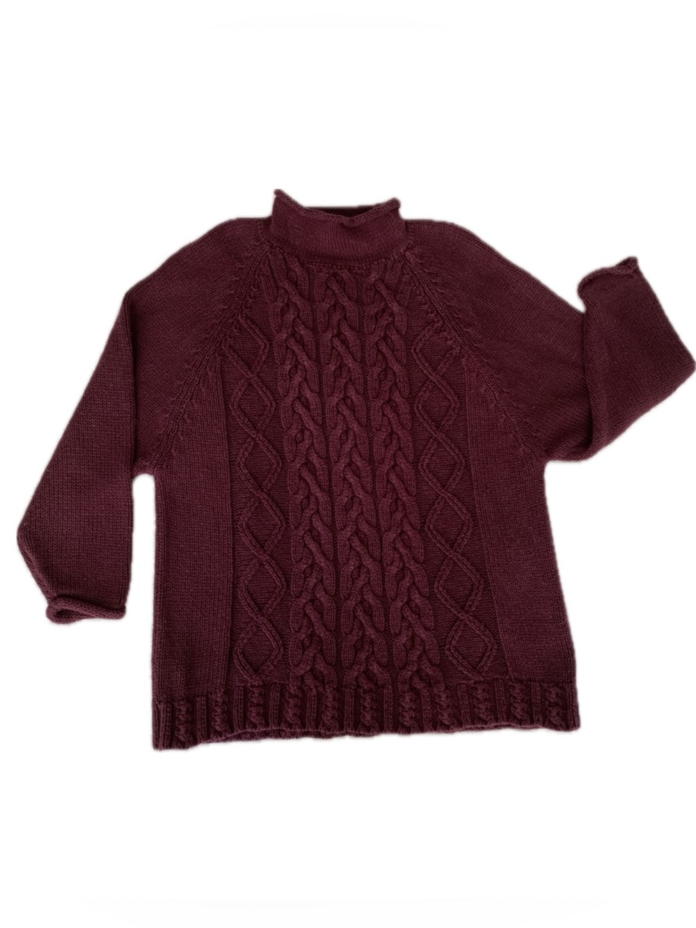 Vintage The Limited Sweater Women’s M Red 90’s Cable Knit Mock Neck Raglan